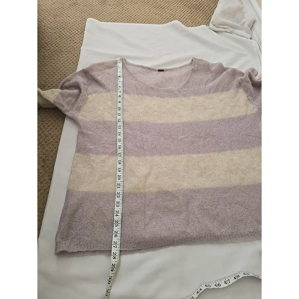Free People Oversize Sweater Striped Lavender‎ & Cream Size M,
